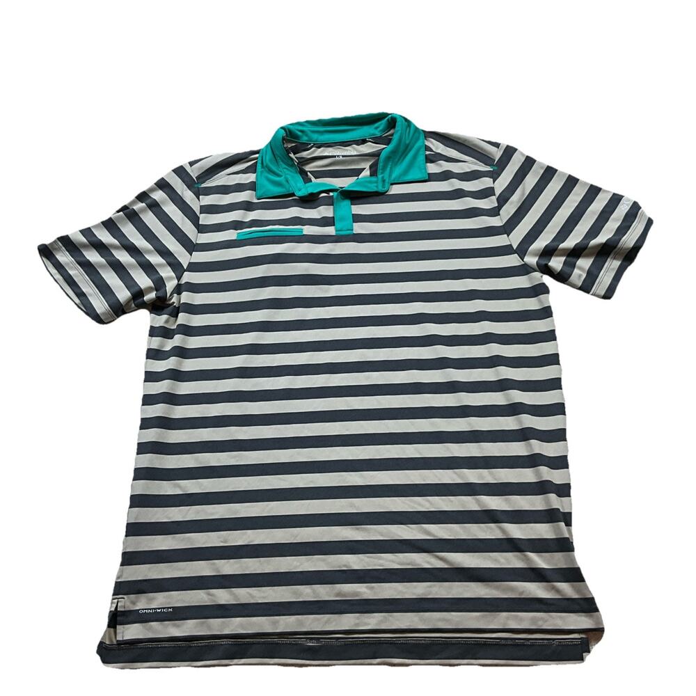 Columbia Polo Shirt Mens L Striped Omni Wick Performance Golf Short Sleeve